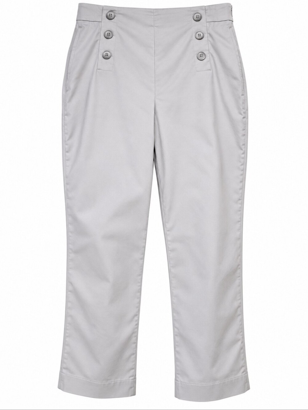 Ann Taylor Light Gray Sailor Button Cropped Pants Size 8 Stretch